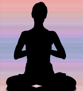 silhouette of woman in full lotus position