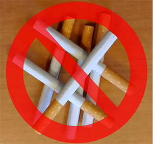 no symbol over pile of cigarettes