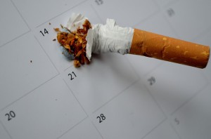 cigaretter butt on calendar